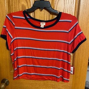 🌸Red/Blue Striped Crop